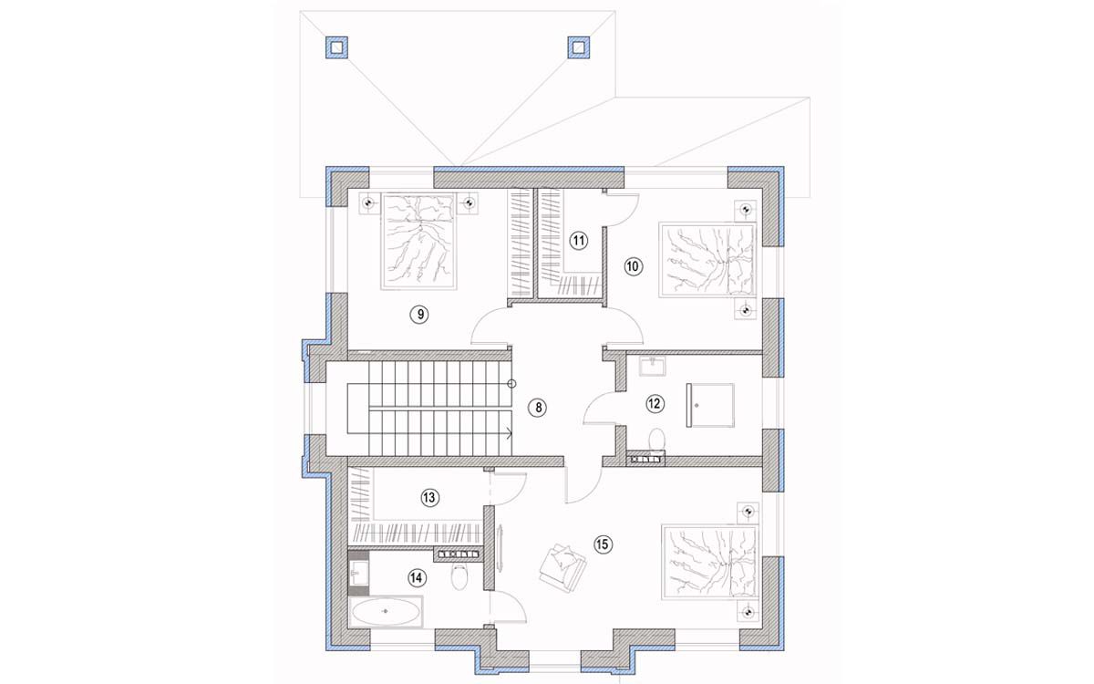 Планировка 2-го этажа c мебелью