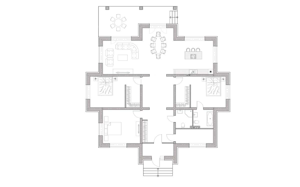 Планировка 1-го этажа c мебелью